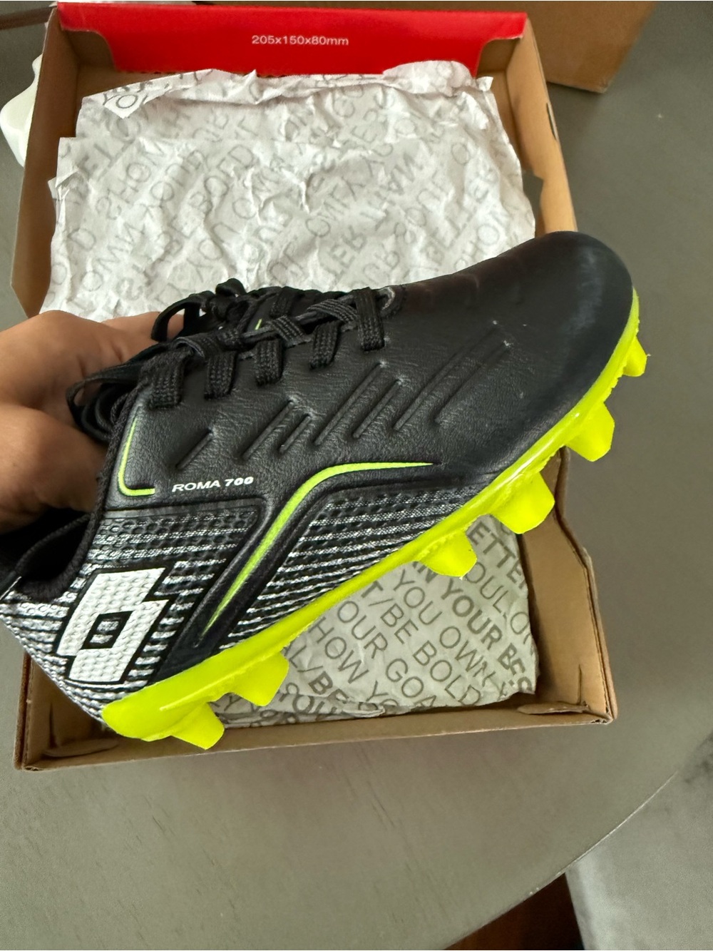 Lotto ROMA 700 Black Top/Bottom Green Youth Soccer CLEATS LOTTOYP23-BLK 8K